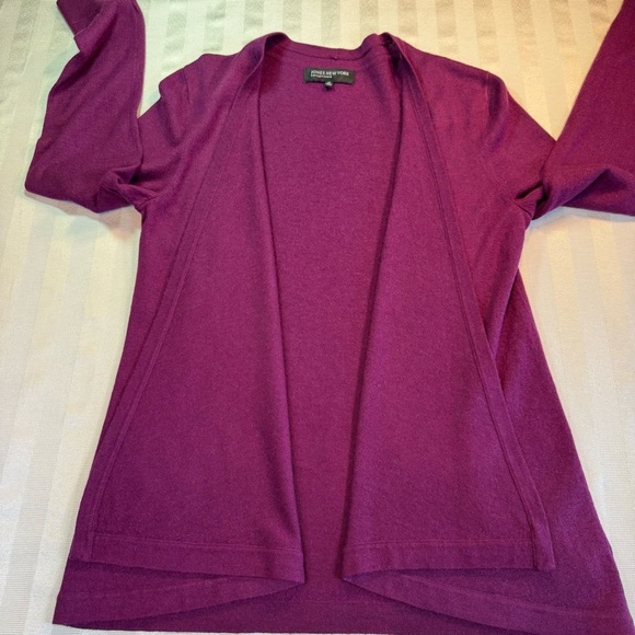 Jones New York Collection Open Front Wool Blend Cardigan Sweater Sz M Magenta - Picture 10 of 14